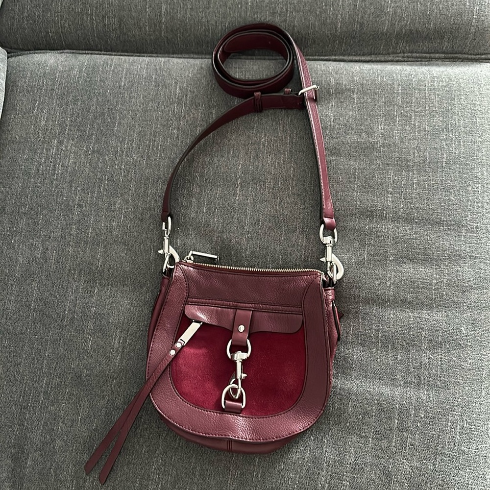 Rebecca Minkoff Maroon Leather and Suede Mini Messanger Bag